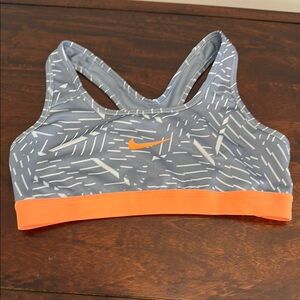 Nike Women's Gray and Orange Sports Bra